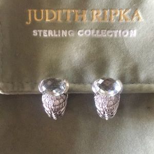 Judith Ripka Sterling Silver Prasiolite Earrings